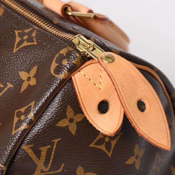 Very Good Condition LOUIS VUITTON Speedy 25 Handbag M41528 Monogram PVC Leather Brown Gold Hardware Used 4a004216