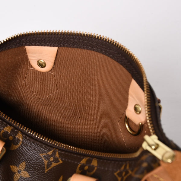 Very Good Condition LOUIS VUITTON Speedy 25 Handbag M41528 Monogram PVC Leather Brown Gold Hardware Used 4a004216