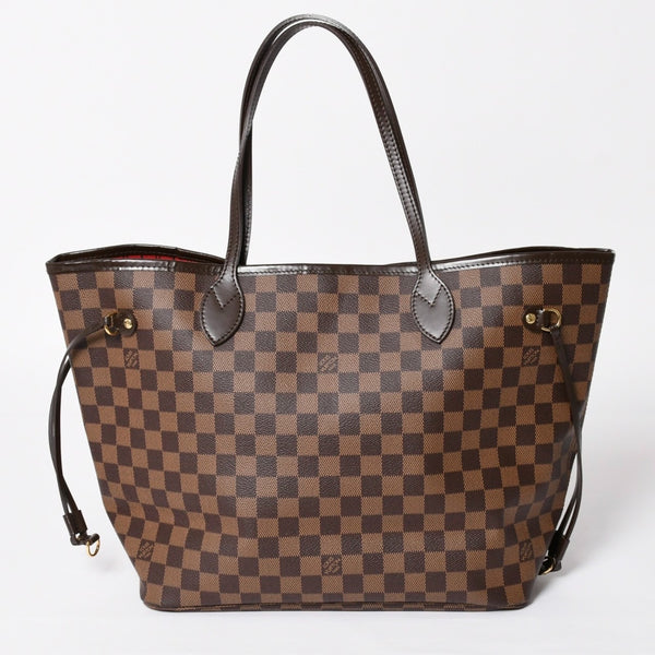 新品同様 LOUIS VUITTON ルイヴィトン ダミエ ネヴァーフルMM トートバッグ N51105 PVC レザー ブラウン GI 4141 ゴールド金具 中古 4a004235