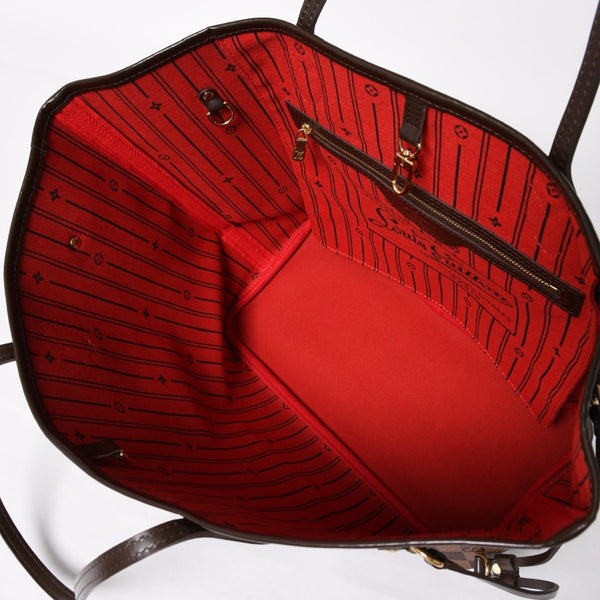 新品同様 LOUIS VUITTON ルイヴィトン ダミエ ネヴァーフルMM トートバッグ N51105 PVC レザー ブラウン GI 4141 ゴールド金具 中古 4a004235