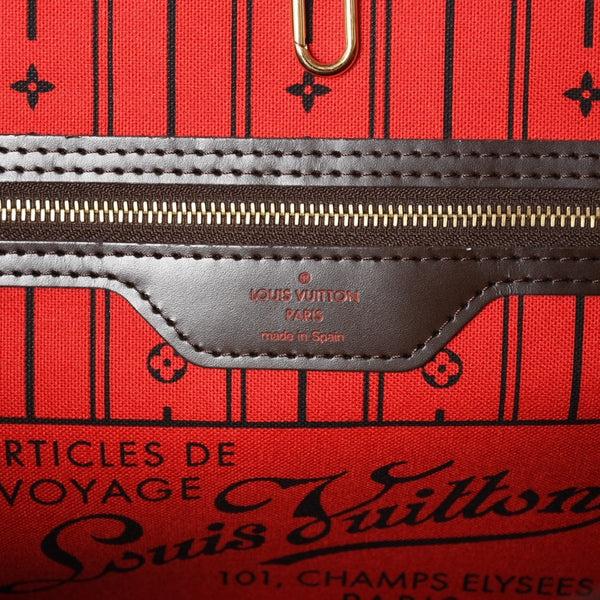 新品同様 LOUIS VUITTON ルイヴィトン ダミエ ネヴァーフルMM トートバッグ N51105 PVC レザー ブラウン GI 4141 ゴールド金具 中古 4a004235