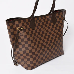 新品同様 LOUIS VUITTON ルイヴィトン ダミエ ネヴァーフルMM トートバッグ N51105 PVC レザー ブラウン GI 4141 ゴールド金具 中古 4a004235