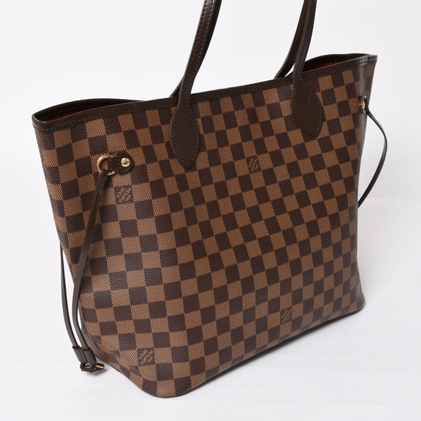 新品同様 LOUIS VUITTON ルイヴィトン ダミエ ネヴァーフルMM トートバッグ N51105 PVC レザー ブラウン GI 4141 ゴールド金具 中古 4a004235