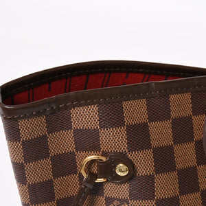 新品同様 LOUIS VUITTON ルイヴィトン ダミエ ネヴァーフルMM トートバッグ N51105 PVC レザー ブラウン GI 4141 ゴールド金具 中古 4a004235