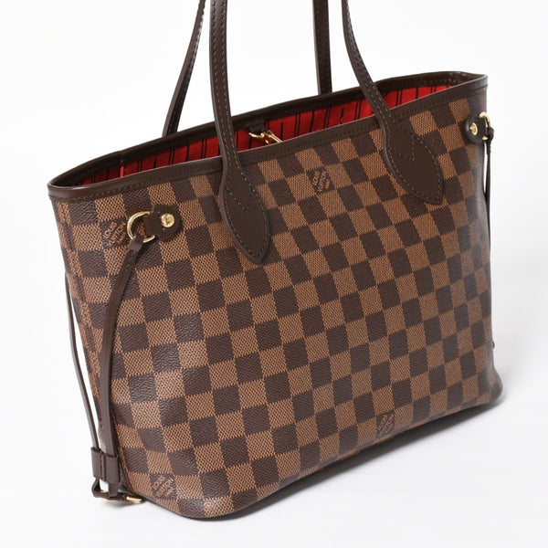 新品同様 LOUIS VUITTON ルイヴィトン ネヴァーフルPM ハンドバッグ N41359 ダミエエベヌキャンバス ブラウン AR4162 ゴールド金具 中古 4a004231