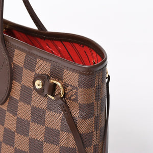 新品同様 LOUIS VUITTON ルイヴィトン ネヴァーフルPM ハンドバッグ N41359 ダミエエベヌキャンバス ブラウン AR4162 ゴールド金具 中古 4a004231