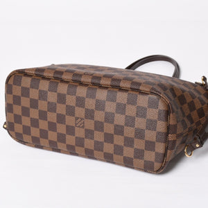新品同様 LOUIS VUITTON ルイヴィトン ネヴァーフルPM ハンドバッグ N41359 ダミエエベヌキャンバス ブラウン AR4162 ゴールド金具 中古 4a004231