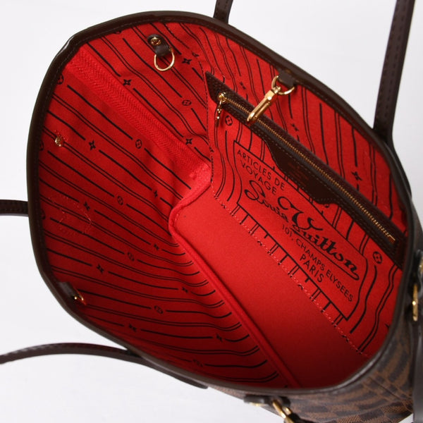 新品同様 LOUIS VUITTON ルイヴィトン ネヴァーフルPM ハンドバッグ N41359 ダミエエベヌキャンバス ブラウン AR4162 ゴールド金具 中古 4a004231