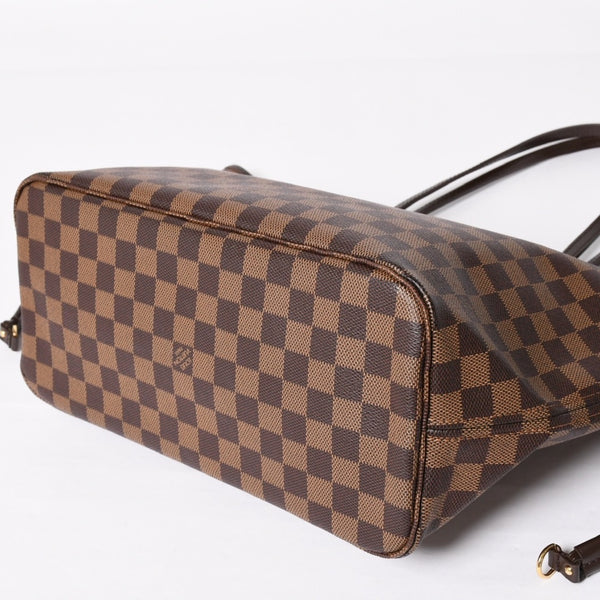 新品同様 LOUIS VUITTON ルイヴィトン ダミエ ネヴァーフルMM トートバッグ N51105 PVC レザー ブラウン GI 4141 ゴールド金具 中古 4a004235