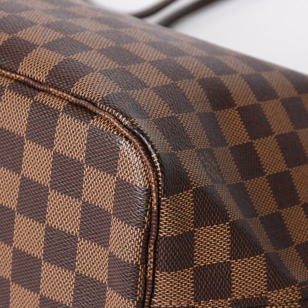 新品同様 LOUIS VUITTON ルイヴィトン ダミエ ネヴァーフルMM トートバッグ N51105 PVC レザー ブラウン GI 4141 ゴールド金具 中古 4a004235