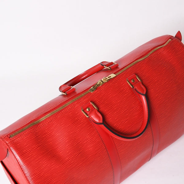 LOUIS VUITTON ルイヴィトン キーポル50 ボストンバッグ M42967 カスティリアンレッド エピレザー VI1915 ゴールド金具 美品 中古 4a004236