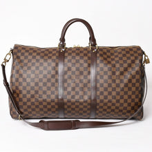 画像をギャラリービューアに読み込む, 極美品 LOUISVUITTON ルイヴィトン キーポル バンドリエール55 ボストンバッグ N41414 ダミエ エベヌ ブラウン ゴールド金具 中古 4a004191