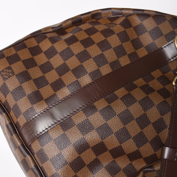極美品 LOUISVUITTON ルイヴィトン キーポル バンドリエール55 ボストンバッグ N41414 ダミエ エベヌ ブラウン ゴールド金具 中古 4a004191
