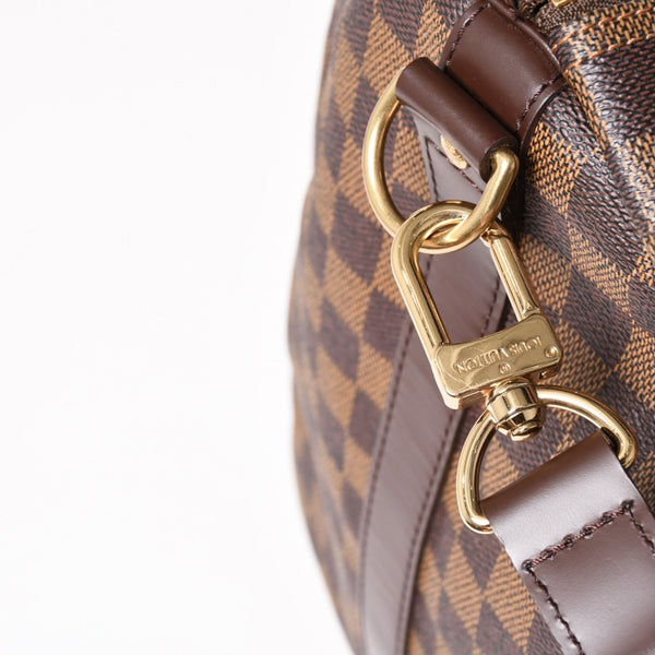 極美品 LOUISVUITTON ルイヴィトン キーポル バンドリエール55 ボストンバッグ N41414 ダミエ エベヌ ブラウン ゴールド金具 中古 4a004191