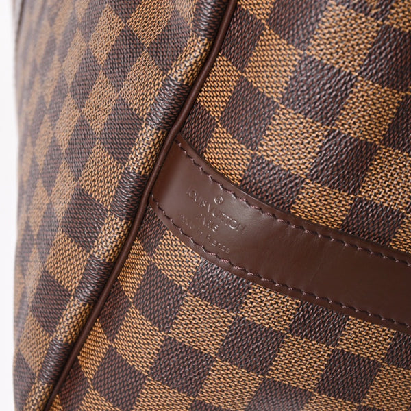極美品 LOUISVUITTON ルイヴィトン キーポル バンドリエール55 ボストンバッグ N41414 ダミエ エベヌ ブラウン ゴールド金具 中古 4a004191
