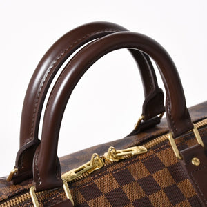 極美品 LOUISVUITTON ルイヴィトン キーポル バンドリエール55 ボストンバッグ N41414 ダミエ エベヌ ブラウン ゴールド金具 中古 4a004191