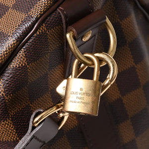 極美品 LOUISVUITTON ルイヴィトン キーポル バンドリエール55 ボストンバッグ N41414 ダミエ エベヌ ブラウン ゴールド金具 中古 4a004191