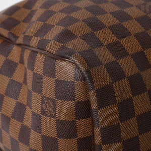 極美品 LOUISVUITTON ルイヴィトン キーポル バンドリエール55 ボストンバッグ N41414 ダミエ エベヌ ブラウン ゴールド金具 中古 4a004191