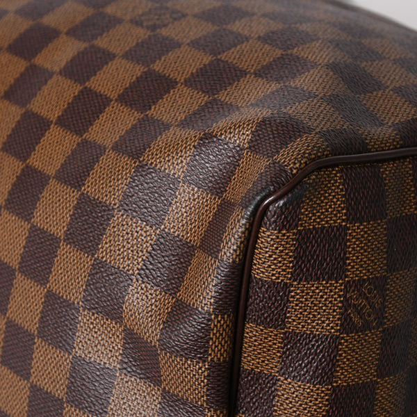 極美品 LOUISVUITTON ルイヴィトン キーポル バンドリエール55 ボストンバッグ N41414 ダミエ エベヌ ブラウン ゴールド金具 中古 4a004191
