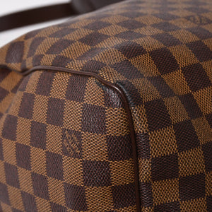 極美品 LOUISVUITTON ルイヴィトン キーポル バンドリエール55 ボストンバッグ N41414 ダミエ エベヌ ブラウン ゴールド金具 中古 4a004191