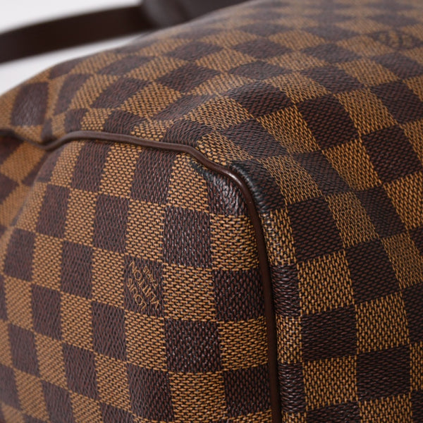 極美品 LOUISVUITTON ルイヴィトン キーポル バンドリエール55 ボストンバッグ N41414 ダミエ エベヌ ブラウン ゴールド金具 中古 4a004191