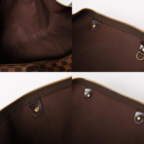極美品 LOUISVUITTON ルイヴィトン キーポル バンドリエール55 ボストンバッグ N41414 ダミエ エベヌ ブラウン ゴールド金具 中古 4a004191