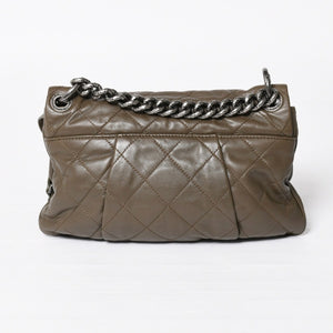 Very Good Condition CHANEL 2WAY Bag No. 16 Coco Mark Lambskin Quilted Olive Antique Silver Hardware Used 4a003948