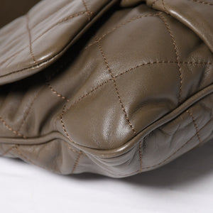 Very Good Condition CHANEL 2WAY Bag No. 16 Coco Mark Lambskin Quilted Olive Antique Silver Hardware Used 4a003948