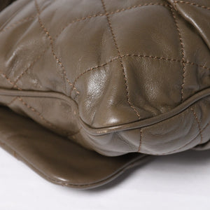 Very Good Condition CHANEL 2WAY Bag No. 16 Coco Mark Lambskin Quilted Olive Antique Silver Hardware Used 4a003948