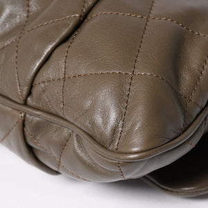 Very Good Condition CHANEL 2WAY Bag No. 16 Coco Mark Lambskin Quilted Olive Antique Silver Hardware Used 4a003948