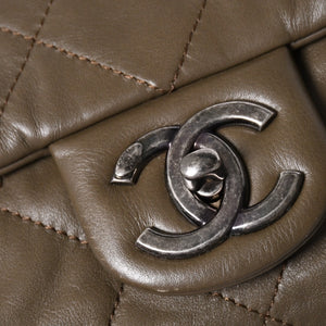 Very Good Condition CHANEL 2WAY Bag No. 16 Coco Mark Lambskin Quilted Olive Antique Silver Hardware Used 4a003948