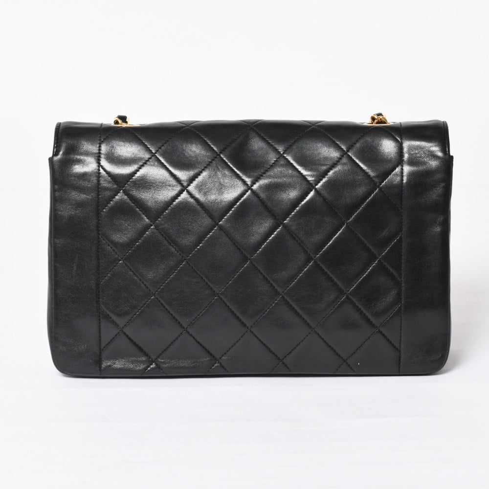 極美品 CHANEL シャネル ダイアナ25 Sフラップ Sチェーンショルダーバッグ 2番台 ココマーク ラムスキン ブラック ゴールド金具 中古 4a003914