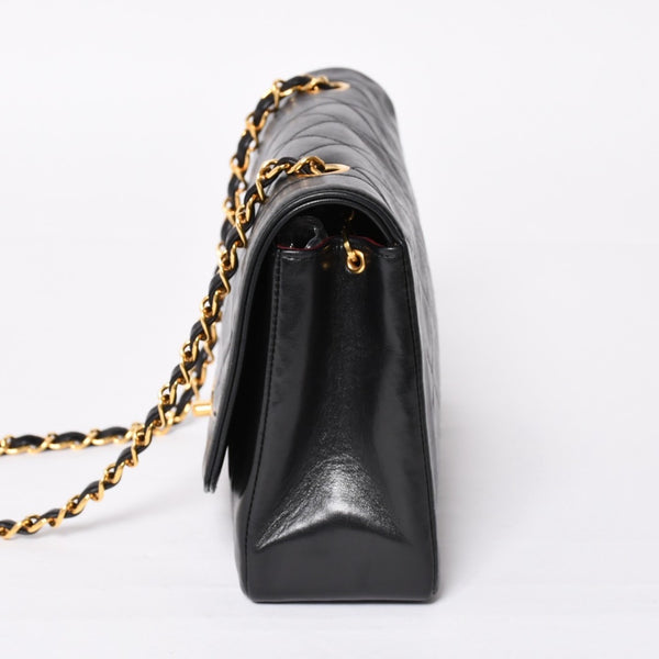 Very Good Condition CHANEL Diana 25 S Flap S Chain Shoulder Bag No. 2 Coco Mark Lambskin Black Gold Hardware Used 4a003914