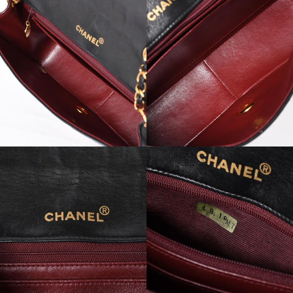 Very Good Condition CHANEL Diana 25 S Flap S Chain Shoulder Bag No. 2 Coco Mark Lambskin Black Gold Hardware Used 4a003914