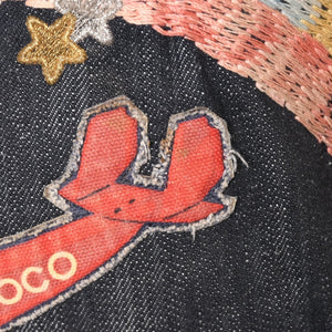 CHANEL シャネル チェーントートバッグ A31932 10番台 夜間飛行 刺繍 ココマーク デニム エンブロイダリー 美品 中古 4a004240
