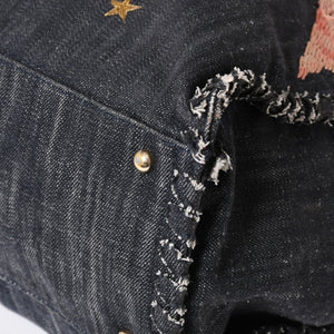 CHANEL シャネル チェーントートバッグ A31932 10番台 夜間飛行 刺繍 ココマーク デニム エンブロイダリー 美品 中古 4a004240
