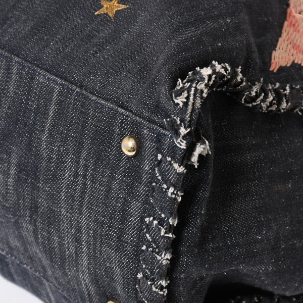 CHANEL シャネル チェーントートバッグ A31932 10番台 夜間飛行 刺繍 ココマーク デニム エンブロイダリー 美品 中古 4a004240