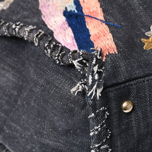 CHANEL シャネル チェーントートバッグ A31932 10番台 夜間飛行 刺繍 ココマーク デニム エンブロイダリー 美品 中古 4a004240
