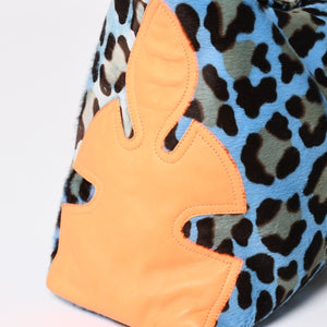CHROME HEARTS Little Lyon Shoulder Bag Blue Leopard Pony Hair Large Cross Decoration Haraco Good Condition Used 4a003561