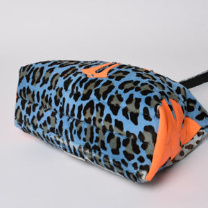 CHROME HEARTS Little Lyon Shoulder Bag Blue Leopard Pony Hair Large Cross Decoration Haraco Good Condition Used 4a003561
