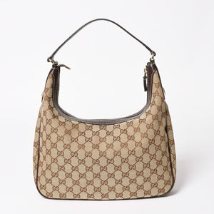 Very Good Condition GUCCI GG Canvas Hobo One Shoulder Bag Semi-Shoulder Bag 153010 Beige Brown Leather 204046 Gold Hardware Used 4a003957