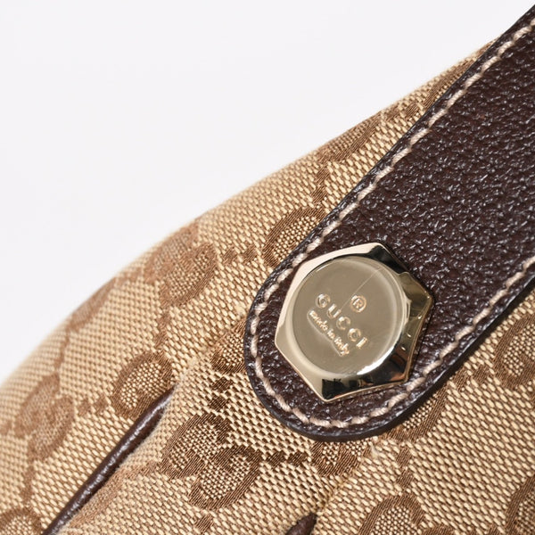 Very Good Condition GUCCI GG Canvas Hobo One Shoulder Bag Semi-Shoulder Bag 153010 Beige Brown Leather 204046 Gold Hardware Used 4a003957