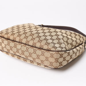 Very Good Condition GUCCI GG Canvas Hobo One Shoulder Bag Semi-Shoulder Bag 153010 Beige Brown Leather 204046 Gold Hardware Used 4a003957