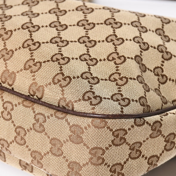Very Good Condition GUCCI GG Canvas Hobo One Shoulder Bag Semi-Shoulder Bag 153010 Beige Brown Leather 204046 Gold Hardware Used 4a003957