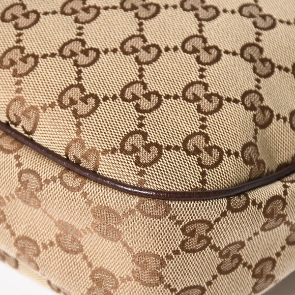 Very Good Condition GUCCI GG Canvas Hobo One Shoulder Bag Semi-Shoulder Bag 153010 Beige Brown Leather 204046 Gold Hardware Used 4a003957