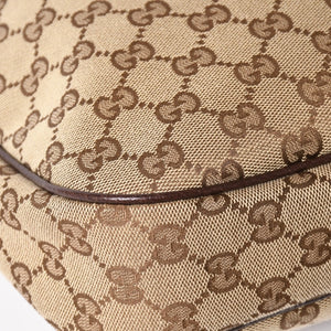 Very Good Condition GUCCI GG Canvas Hobo One Shoulder Bag Semi-Shoulder Bag 153010 Beige Brown Leather 204046 Gold Hardware Used 4a003957