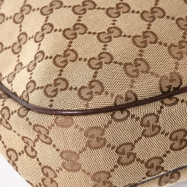 Very Good Condition GUCCI GG Canvas Hobo One Shoulder Bag Semi-Shoulder Bag 153010 Beige Brown Leather 204046 Gold Hardware Used 4a003957
