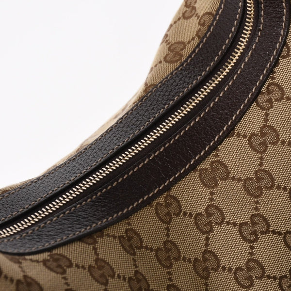 Very Good Condition GUCCI GG Canvas Hobo One Shoulder Bag Semi-Shoulder Bag 153010 Beige Brown Leather 204046 Gold Hardware Used 4a003957