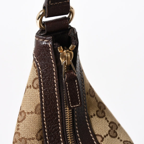Very Good Condition GUCCI GG Canvas Hobo One Shoulder Bag Semi-Shoulder Bag 153010 Beige Brown Leather 204046 Gold Hardware Used 4a003957