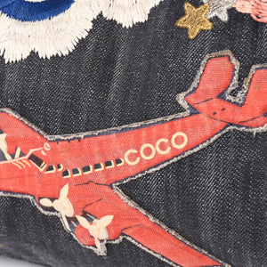 CHANEL シャネル チェーントートバッグ A31932 10番台 夜間飛行 刺繍 ココマーク デニム エンブロイダリー 美品 中古 4a004240